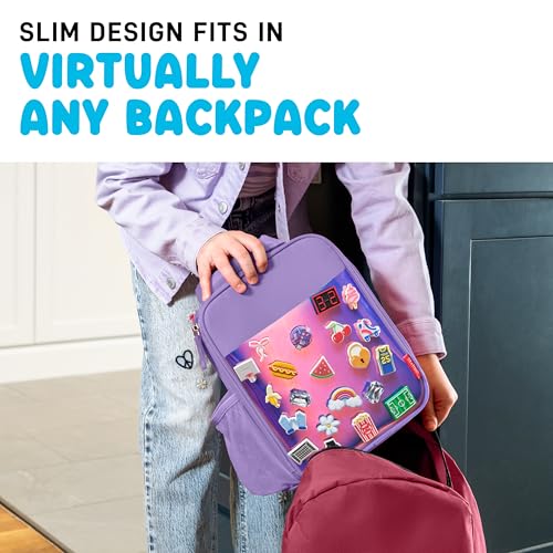 Fit & Fresh Lunch Box For Kids, Boys & Girls, School, Camp, Insulated Bag With Shoe Charm Slots For Personalization, Holographic Purple - color: Holographic Purple