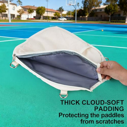 LAKE OF FIRE Pickleball Paddle Cover Crossbody Bag with Adjustable Strap Pickle ball Sling Bag Lightweight Pickleball Gifts for Men and Women - color: Creamy