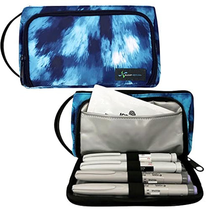 Sugar Medical Insulated Insulin Pen Case Organizer with Ice Pack - color: Waves
