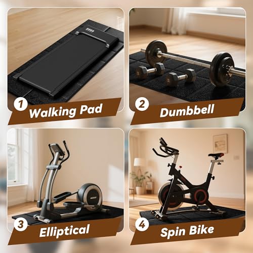 Walking Pad Mat for Carpet and Hardwood Floors, 0.24" Thick Foldable Treadmill Mat for Floor Protection, Non-Slip High Density for Bike, Elliptical, Home Gym Use - size: 55"L x 23.6"W x 0.24"Th