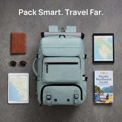 Travel Backpack Water Resistant Large Laptop Backpack with Shoe Compartment Multi-Pocket Carry on Backpack for Business Work Trip - color: Green