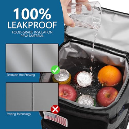 Large Backpack Cooler 36 Can Cooler Backpack with 2 Insulated Compartments Leak Proof Waterproof Travel Backpack, Camping Beach Picnic Lunch Thermal Bag for Women and Men - color: Gray