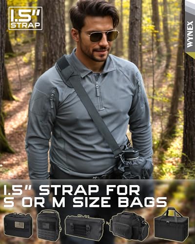 WYNEX Shoulder Strap Pad for Tactical Pouch, Universal Bag Strap with Detachable Thick Pad Single Shoulder Straps Replacement - color: Black, size: 1.5“ Strap