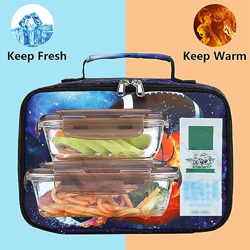 LEDAOU Lunch Box Kids Insulated Lunch Bag Boys Girls Toddler Reusable Lunchbox for School Picnic Hiking - color: Blue