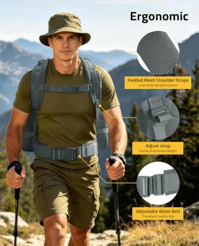 CVLIFE Tactical Backpack Military Army Rucksack 60L Large Assault Pack Detachable Molle Bag, Grey - color: Grey