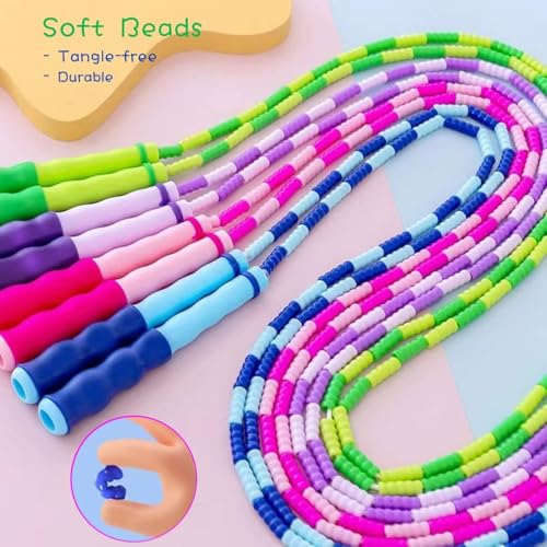Jump Rope for Kids Girls and Boys, Soft Beaded Jump Ropes, Adjustable Skipping Rope, Tangle-Free Segmented Rope for Kid and Women Men Adults Exercise, Keeping Fit, Training - 9.2Ft - color: 4Pack-PGBP