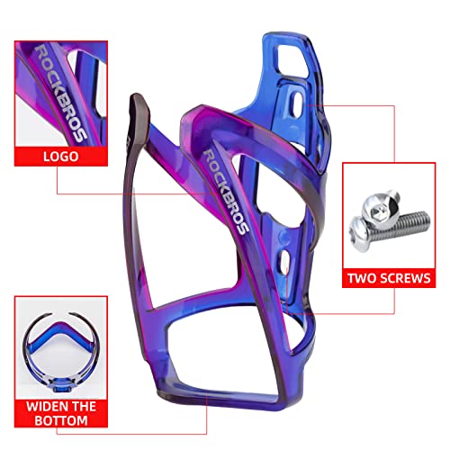 ROCKBROS Bike Water Bottle Holder Ultra-Light Bicycle Bottle Cages with Screws Tool, Universal Bike Cup Holder Rack for Road MTB Bikes… - color: Purple-Blue, size: Standard