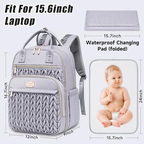 Tealari Diaper Bag Backpack,Stylish Baby Diaper Bag,Waterproof Travel Diaper Backpacks Baby Bags with Changing Pad,Stroller Straps,Insulated Pockets (Gray) - color: Gray