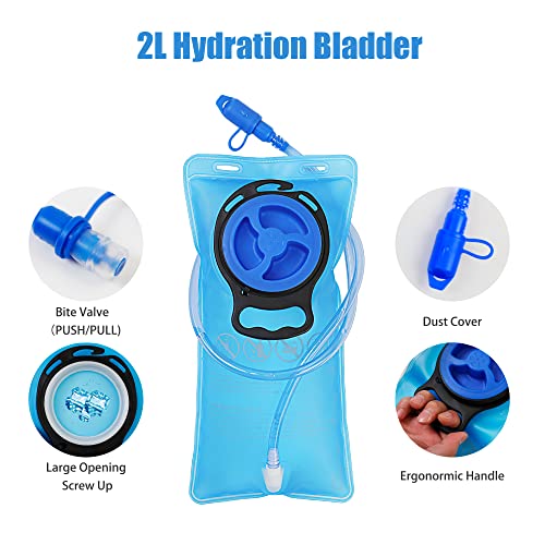 Reflective Hydration Backpack, Hydration Pack - Water Backpack with 2L Hydration Bladder, Essential for Festivals - Rave Hydration Pack for Hiking, Running, Cycling, and Festivals - color: Pearl White