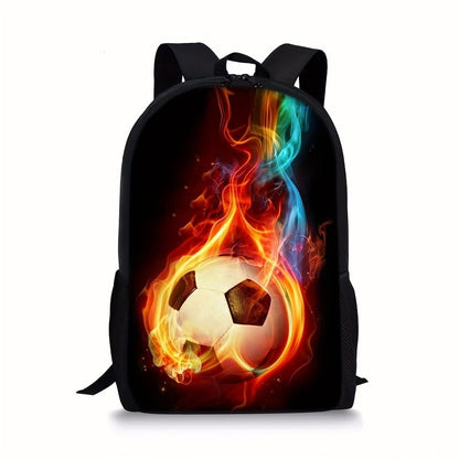 3PCS Soccer Backpack Set, 16" Lightweight Football Daypack, Soccer Ball Print Casual Laptop Backpack for Travel Camping Work (style-4) - color: Style-4