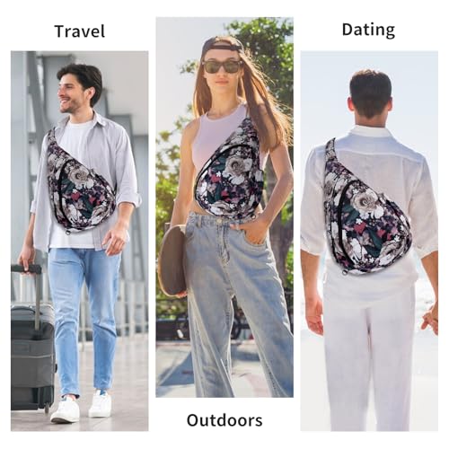 HUA ANGEL Crossbody Sling Bag for Men & Women Lightweight Waterproof Chest Shoulder Bag for Travel Hiking & Everyday Use - color: W-dried Rose