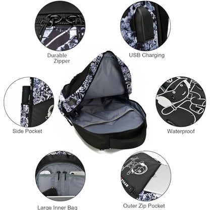 School Backpack for Boys, Kids Backpacks Laptop Backpack with USB Charging Port, Lightweight Bookbag for Elementary Middle School Bags Waterproof Travel Backpack - style: Skateboard-3