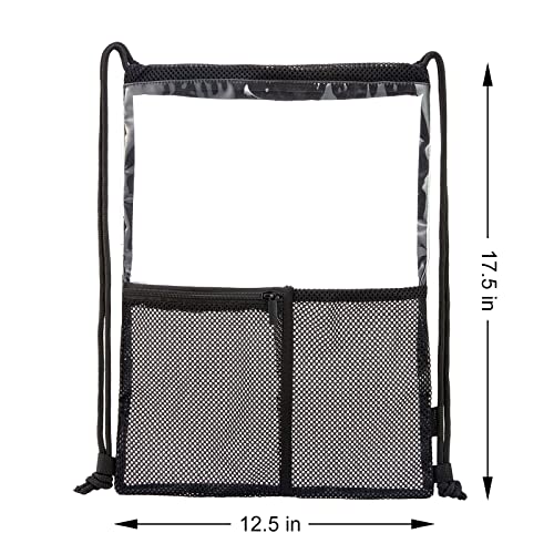 BORMELUN Clear Drawstring Backpack - Stadium Approved String Cinch Bag for Gym, Concerts, Clear Bag with Adjustable Straps Transparent