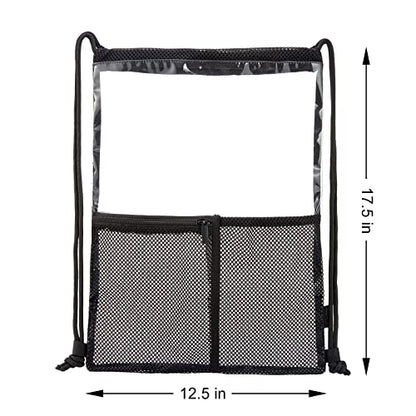 BORMELUN Clear Drawstring Backpack - Stadium Approved String Cinch Bag for Gym, Concerts, Clear Bag with Adjustable Straps Transparent