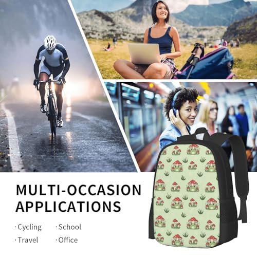 Sturdy Polyester Shoulder Pack Mushroom Frog Green, Anti Theft Spacious Camping Rucksack Casual Daily Bag for Men Women Fitness Outdoor Activity - color: Design (879)