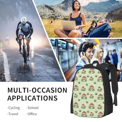 Sturdy Polyester Shoulder Pack Mushroom Frog Green, Anti Theft Spacious Camping Rucksack Casual Daily Bag for Men Women Fitness Outdoor Activity - color: Design (879)