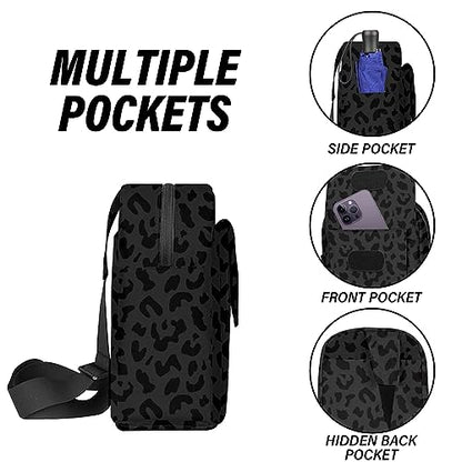 Cute Small Camera Bag with Photographer Camera Sling Bag Waterproof Dslr Camera Case Compatible with Nikon Sony Lightweigth for Women or Men（Black Leopard Cheetah） - color: Black-d2