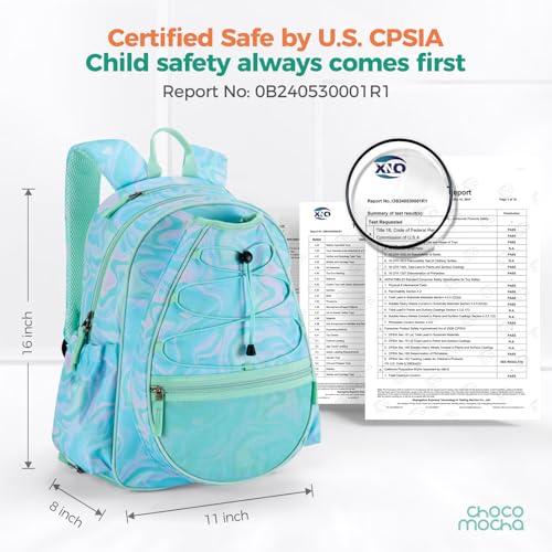 Choco Mocha Kids Tennis Bag, 16 Inch Youth & Junior Tennis Backpack with Shoe Compartment, Holds 2 Rackets (21–23 Inch) - color: Pink