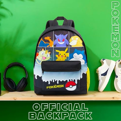 Pokemon Backpack for Kids Teens Boys Girls, Pikachu Anime Backpacks, Bag for Daycare Sports Vacation Travel, School Gift (Black Grid) - color: Black Grid