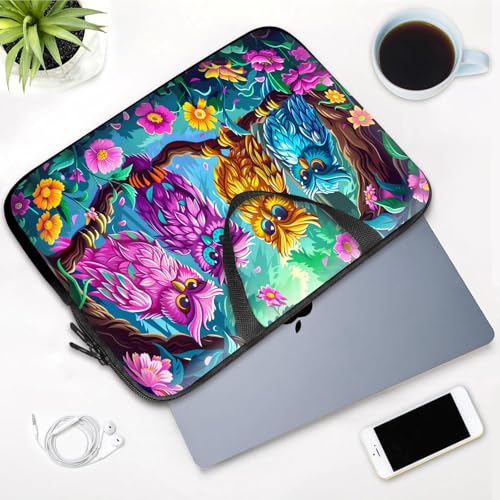 14 15 15.4 15.6 inch Laptop Handle Bag Computer Bag, Pouch Holder Notebook Sleeve Cover Soft Case Compatible for Dell,Lenovo,Toshiba HP, Asus Notebook-Four Owls - color: Four owls