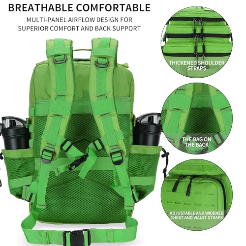 Military Tactical Backpack 45L/25L 3 Day Assault Pack Molle Daypack Hiking Backpack for Men and Women - color: Green, size: 25L
