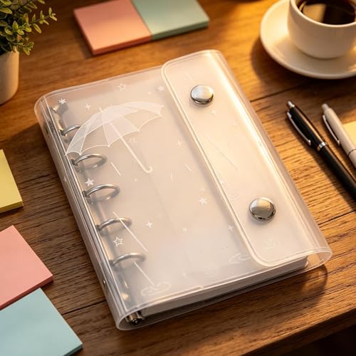 Binder Cute - 6-Hole M5 Clear Cute Portable Cover | Office Planner Supplies | for School Home Study Work Business Travel Daily Weekly Monthly Filing Desk Backpack Purse Tote
