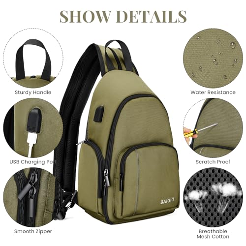 BAIGIO Camera Sling Bag Small Camera Backpack for Photographers,Water-resistant Camera Crossbody Bag Travel Caemra Backpack for DSLR SLR Mirrorless Camera - color: Green