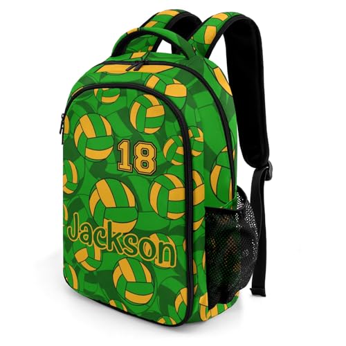 Green Gold Volleyball Pattern Casual Backpack Daypack Laptop Bag Custom Shoulders Backpacks for Man Woman Gifts - color: Green Gold Volleyball Pattern
