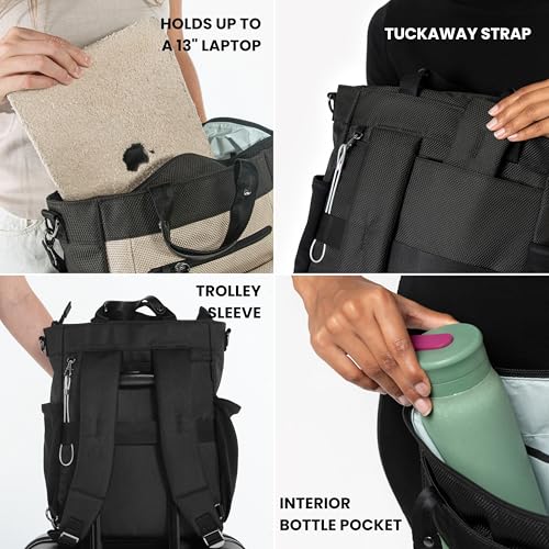 Sherpani Soleil, Anti Theft Convertible Backpack, 3 in 1 Tote, Crossbody Purse, 18L Travel Bag, Fits 13” Laptop (Straw) - color: Straw