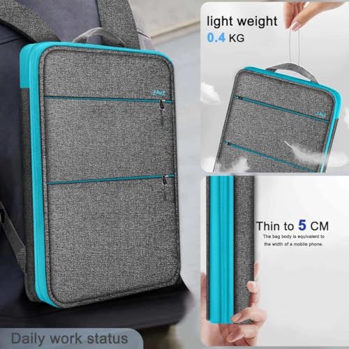 ZINMARK Slim Expandable Laptop Backpack with Small Case for 15-16 inch Notebooks,Water Resistant Computer Bag for College Business for Men Women，Light Gray Blue - color: Light Gray Blue