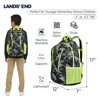 Lands' End Unisex Kids Medium ClassMate Lightweight Durable Elementary School Backpack, Black Highlight - color: Black Highlight