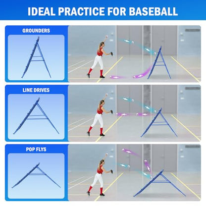 Volleyball Baseball Rebounder Net, Softball Rebounder Pitchback Net Quick Adjustments, Quick Adjustments Lacrosse Bounce Back Practice Equipment, Ideal for Outdoor Indoor and Backyard Training - size: 5FTx4FT, style: Three Mode Baseball Net