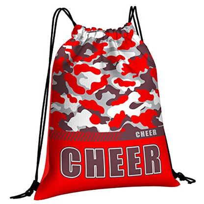 Drawstring Backpack Waterproof Gym Drawstring Bags Sports String Bag Camo Sackpack-Red Cheer Drawstring Bag - color: Cheer Drawstring Bags-camo Red
