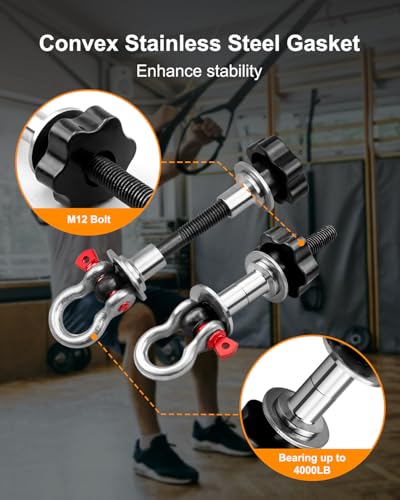 Upgrade Power Rack Attachments with Convex stainless steel gaskets, Versatile O-Ring Attachment Fit for 1-3 inch Squat Frames and Strength Frames, Heavy Duty Band Pegs for Resistance Band, 2 Pcs