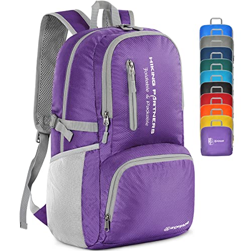 ZOMAKE Lightweight Packable Backpack, 35L Light Foldable Hiking Backpacks Water Resistant Collapsible Daypack for Travel(Purple) - color: Purple