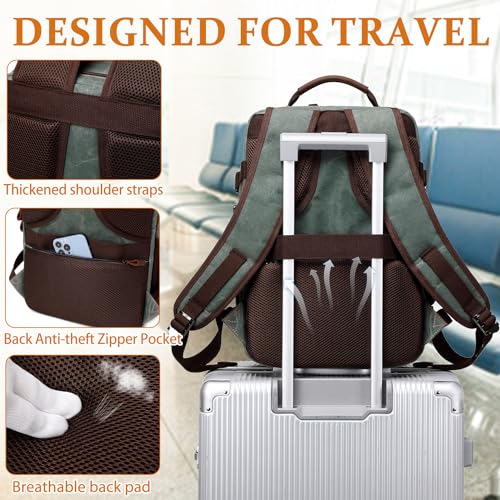 BOVIP Travel Backpack for Men Carry On Backpack Flight Approved Personal Item Backpack, 17 inch Laptop Backpack Casual Daypack Weekender Business Hiking Backpack, Dark Green - color: Dark Green, size: 17 inch