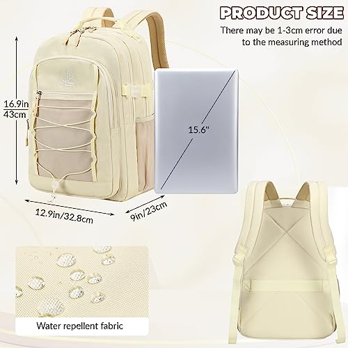 Lanola Student Teens Bookbags Business Travel Durable Water Resistant Backpack School bags College for Women & Men - Beige - color: Beige