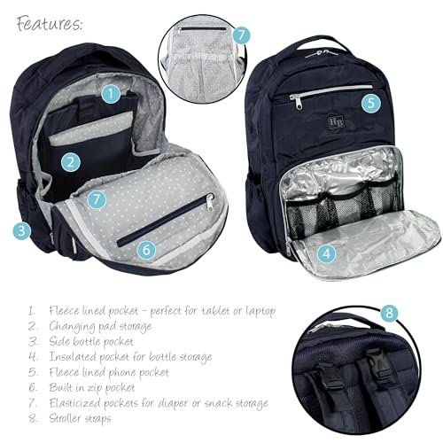 Hudson Baby Unisex Baby Premium Diaper Bag Backpack and Changing Pad, Navy, One Size - color: Navy