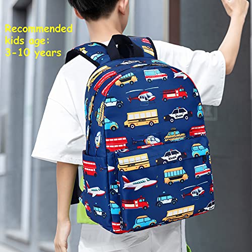 LEDAOU Kids Backpack for Boys Girls Preschool Kindergarten Elementary School Bookbag Toddler School Bag with Chest Strap - color: Car Airplane