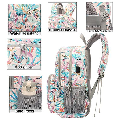 KEOFID Classic Laptop Backpack for Men and Women - Anti-Theft with USB Charging, Water Resistant, 15.6" Laptop Compartment, 1-Year Warranty - color: Leaves, size: 17.3Inches