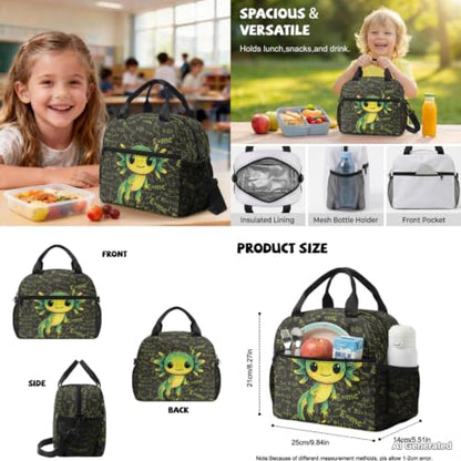 Math Axolotl Backpack for Kids Girls Backpack with Lunch Box Water Bottle Holder Pencil Case Pouch 4 in 1 Cute Backpacks for Girls Bookbag with Front Pocket Back to School Supplies - color: Axolotl Math