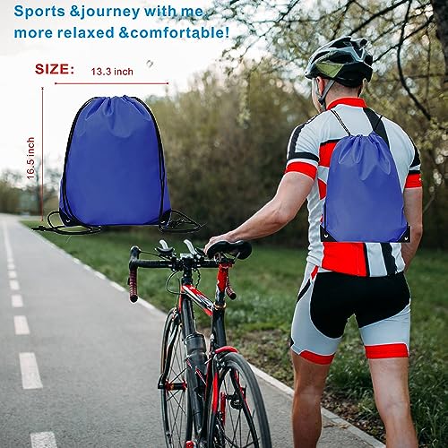 Drawstring Backpack Bulk 24Pcs Draw String Backpack Bags DIY Gym Sports Traveling Yoga Cinch Bag Sackpack Drawstring (royal blue bluenoye) - color: Royalblue