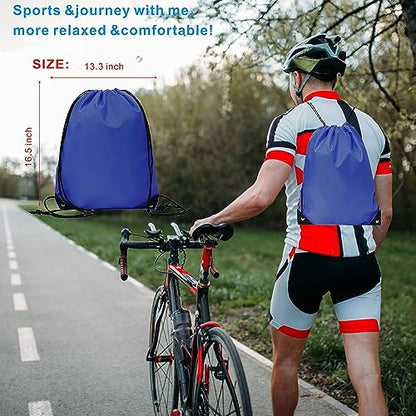 Drawstring Backpack Bulk 24Pcs Draw String Backpack Bags DIY Gym Sports Traveling Yoga Cinch Bag Sackpack Drawstring (royal blue bluenoye) - color: Royalblue