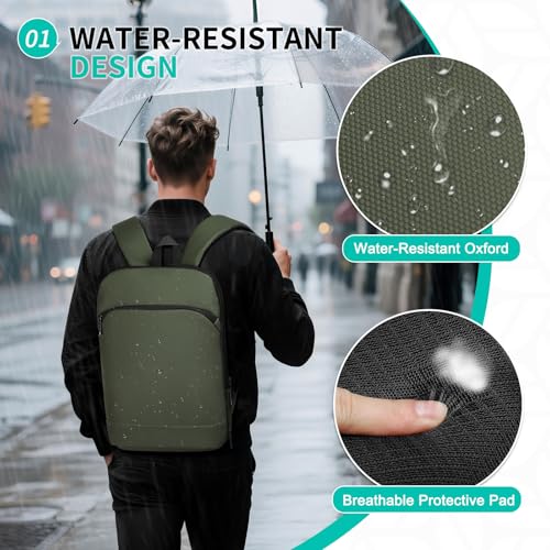 Slim Laptop Backpack for Men, Expandable Business Backpack with 16" Laptop Compartment - TSA 15L-25L Capacity Lightweight for Work Office, Dark Green - color: Dark Green
