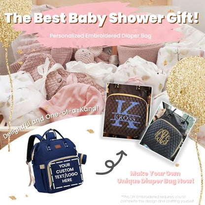 ROSEGIN Diaper Bag Backpack with Changing Pad, Pacifier Case, Baby Bag for Boy Girl Toddler - Large, Stylish, Waterproof Travel Quilted Diaper Bag for Mom - Baby Shower - Navy Blue - color: Navy Blue