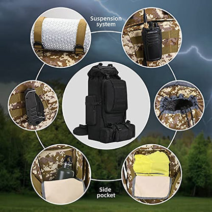 100L Camping Hiking Backpack,Molle military Tactical rucksack backpack,Waterproof Lightweight Hiking Backpack (Black) - color: Black