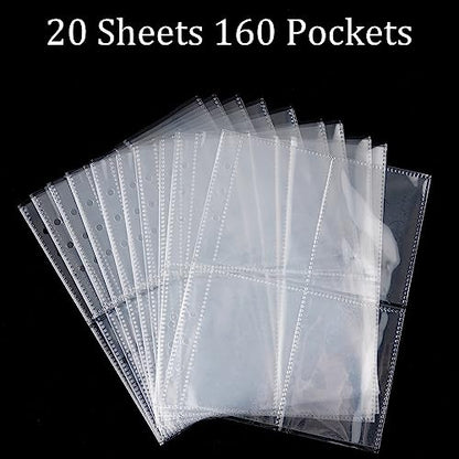 Clear Double-Sided Inner Pages for Jewelry Storage Book 6 Ring Binder 20 Sheets 160 Pockets Photocard Protector - color: Clear - Inner Pages (4 Slots + 20 Sheets)