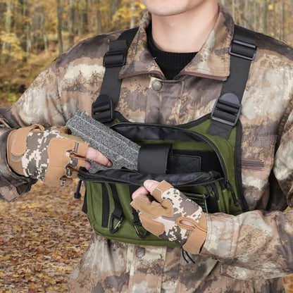 CVLIFE Outdoor Chest Bag for Men, Tactical Chest Pack, Adjustable Running Vest Bag, Lightweight Anti-theft EDC Rig for Hiking - color: Green