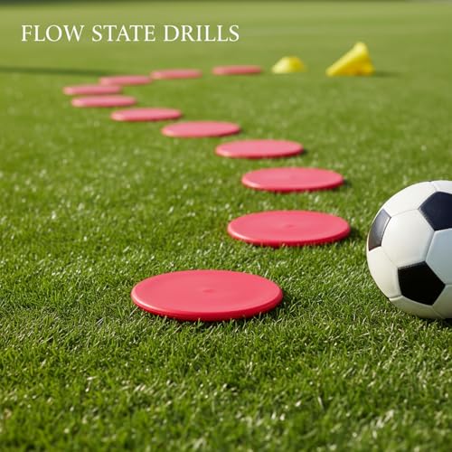 Flat Sports Training Disc Marker, Low-Profile TPE Field Cone for Soccer Agility Drills & Boundary Lines, 9.1 x 9.1 Inch, Red (1 Pack)