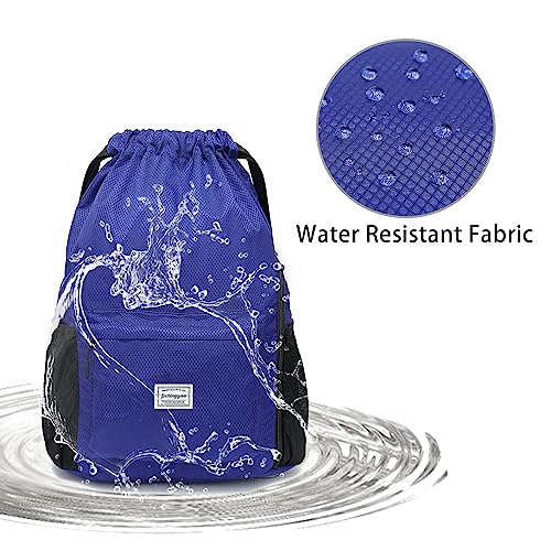 FUXINGYAO Drawstring Backpack Sports Gym Bag with Shoes Compartment, String Backpack Cinch for Women Men (Blue) - color: Blue